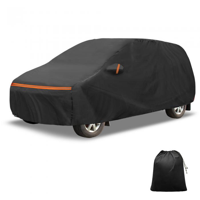 X AUTOHAUX seatに対応アルハンブラ2010-2022用の車カバーPEVAスパンレースコットンアウトドアフルカーカバー全天候型防水風防日光雨雪保護付き乗客用ドアジッパーブラック|ソウテン