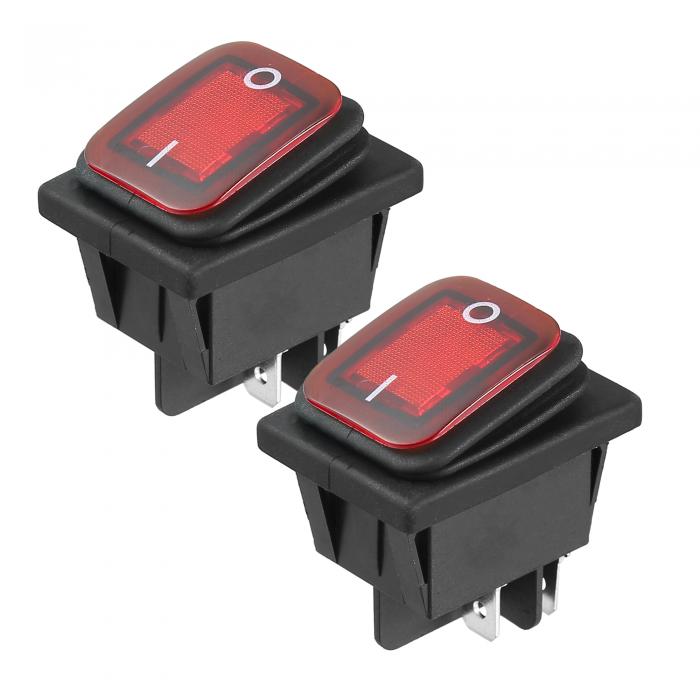 ソウテン ロッカートグルスイッチイルミネーション 4ピン 2位置 ON/OFF 16A DC12V 防水 DPST レッド LEDライト ボート マリン カー用 2個