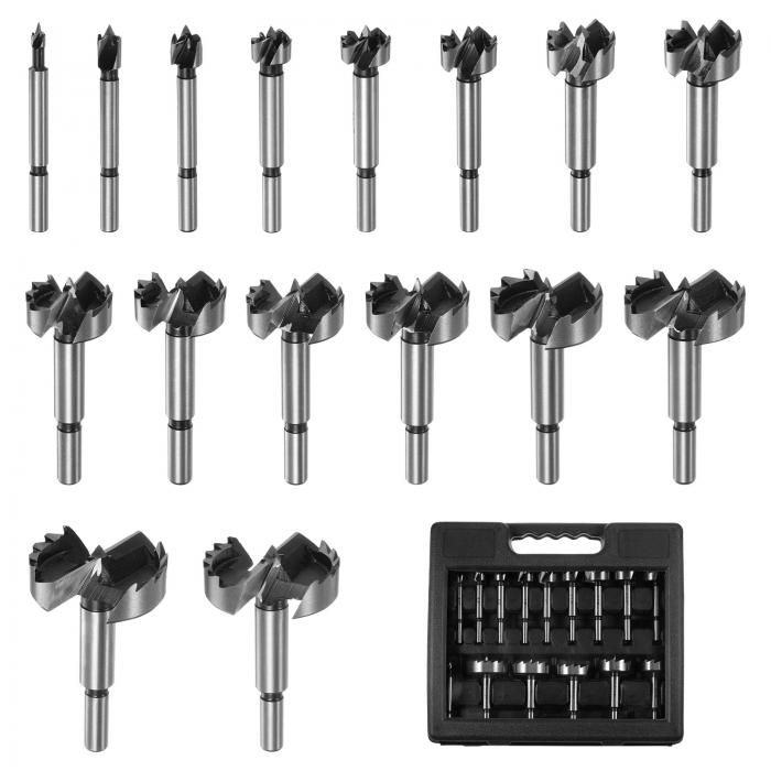 16個 フォーストナービットセット 3/8"-1-5/8" 直径 ラウンドシャンク 高速度鋼 メトリック フォーストナードリルビット 木材用 フラットウィング 木工用ヒンジドリリングツールキット 木材 プラスチック合板用｜ソウテン 7,577円