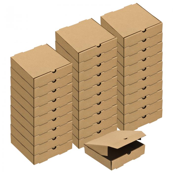 ピザボックス 50個入り 8 x 8\" - 牛革紙製ミニピザボックス ケーキ クッキー ピザパーティー用の正方形の段ボール収納容器（茶色）