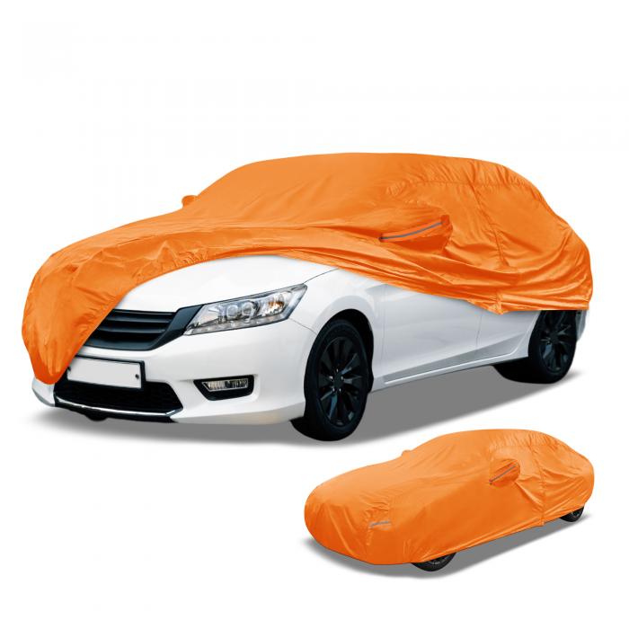 Partuto 1 Pc ユニバーサルカーカバー 防水オールウェザー自動車用屋外用アンチUV日光雨保護フルエクステリアカバーアルミフィルムコ ットンオレンジセダン用長さ199"?208"｜ソウテン 7,654円