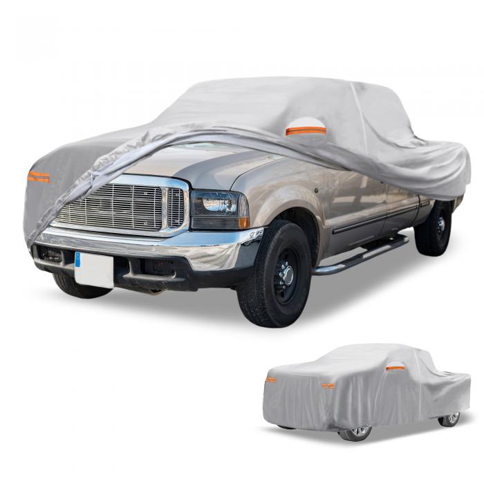 Partuto 1 Pc ユニバーサルカーカバー 防水オールウェザー自動車用屋外用アンチUV日光雨保護フルエクステリアカバーアルミフィルムコ ットンシルバートーン トラック長さ251"?266"|ソウテン