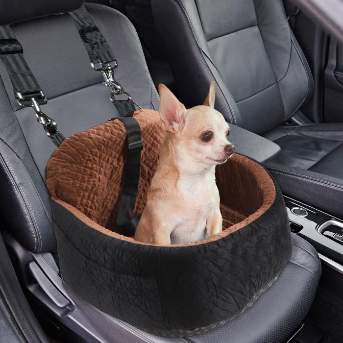 GLIDESMOOTH 小中型犬用犬用車腰かけ 取りはらい能力のあるな押しかぶせる付き添い人犬用ブースター腰かけ セーフでコンフォート 飾り気の無い据え置き 旅する用 黒いこと赤銅色