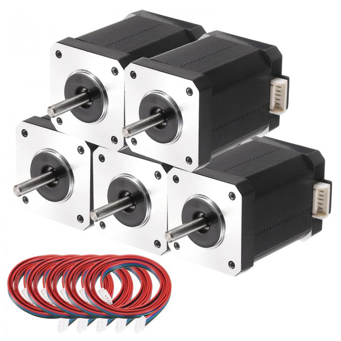 5個Nema 17ステッパーモーター 42x42x60MM バイポーラー 1.7A/4.2V 0.7N.M 42原動機 2相 サーボ原動機 1.8度 4先んじる XH2.54有線テレビおよび繋ぎ付き添い人 3D印刷工 CNC機関 DIY