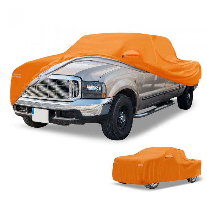 Partuto 1 Pc ユニバーサルカーカバー 防水オールウェザー自動車用屋外用抗UV日光雨保護フルエクステリアカバーアルミフィルムコ ットンオレンジ トラック用 長さ243"?250"|ソウテン