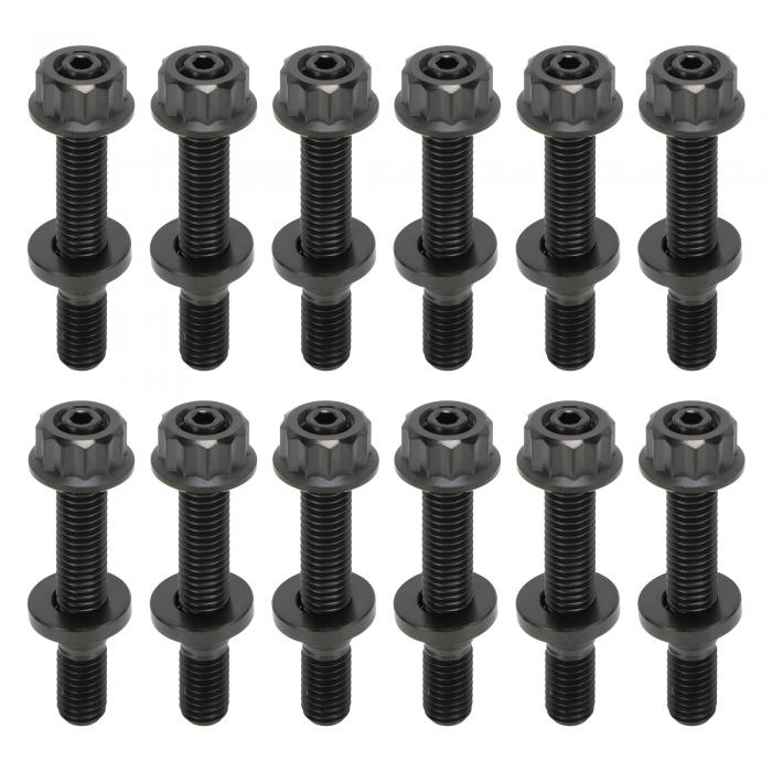 HEROFFIX 12セット チタン合金エキゾーストマニホールドボルト M8x55mm ピッチ1.25 エキゾーストマニホールドスタッドキット スクリュー ナット ワッシャー ブラック｜ソウテン 10,532円