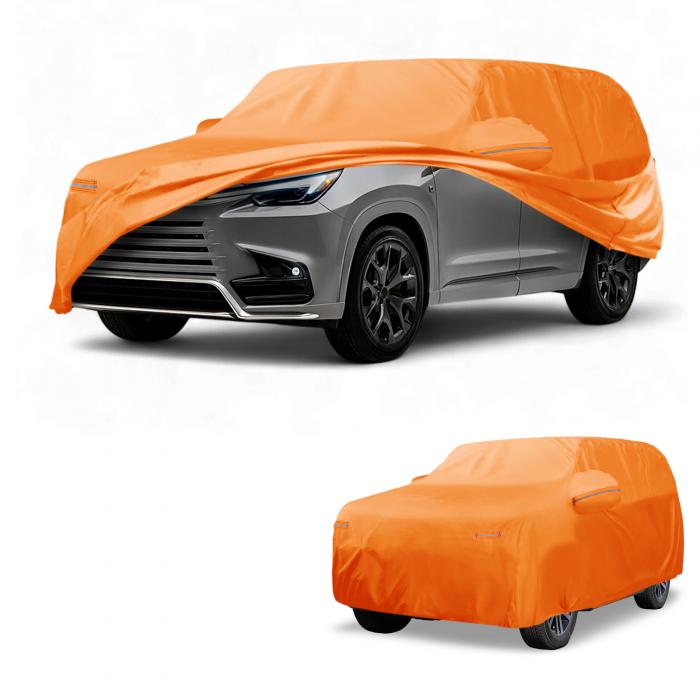 Partuto カーカバー 防水 オールウェザー 自動車用 アウトドア用 アンチUV サン 雨保護 Lexusに対応 TX用 アルミフィルム オレンジ W/ジッパー｜ソウテン 8,252円