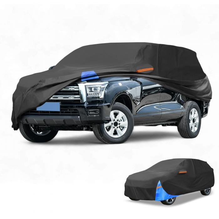 Partuto 1 Pc ユニバーサルカーカバー 防水オールウェザー自動車用屋外用アンチUV日光雨保護フルエクステリアカバーアルミフィルムコ ットンブラックブルーフィットSUV長さ190"?200"|ソウテン