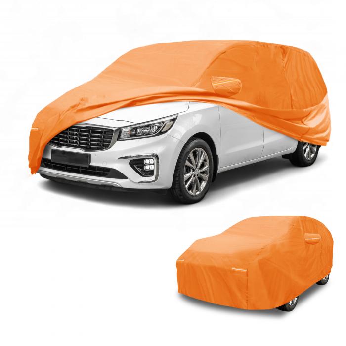 Partuto カーカバー 防水 オールウェザー 自動車用 アウトドア用 アンチUV サン 雨保護 Kiaに対応 カーニバル用 アルミフィルム オレンジ W/ジッパー｜ソウテン