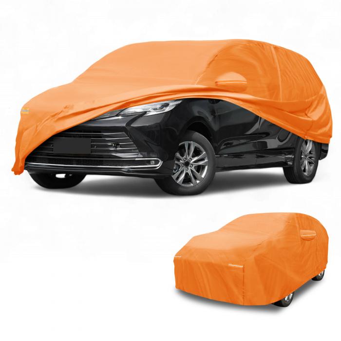 Partuto カーカバー 防水 オールウェザー 自動車用 アウトドア用 アンチUV サン 雨 保護 Toyotaに対応 シエナ アルミフィルム オレンジ W/ジッパー｜ソウテン