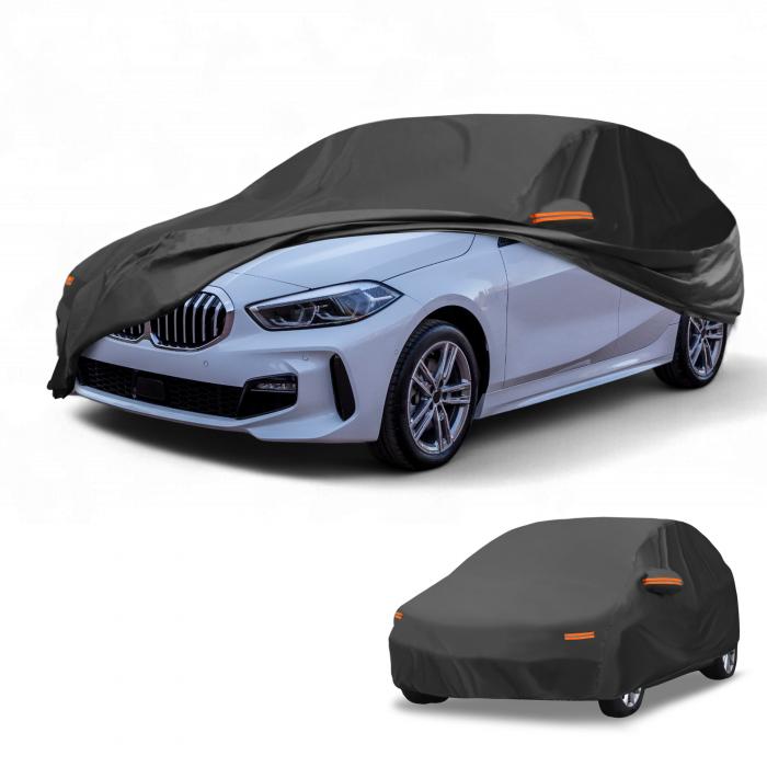 Partuto BMWに対応 1シリーズハッチバック用の防水オールウェザーサン雨保護フルエクステリアカバー、アルミフィルムブラック、反射ストリップ付き|ソウテン