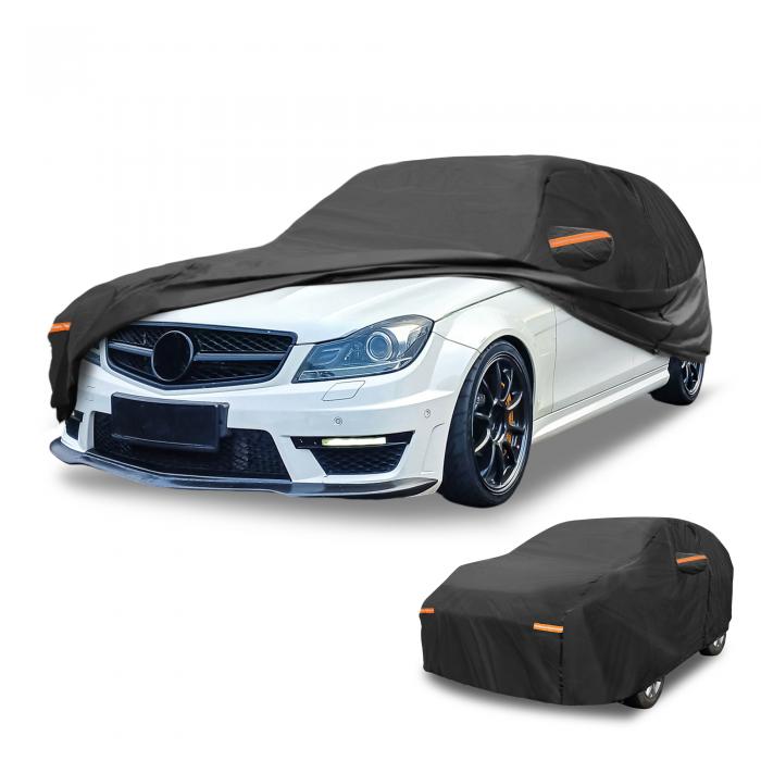 Partuto 1個のユニバーサルカーカバー 防水オールウェザー 自動車用屋外用 抗UV 日光 雨保護 210D-PU ブラック ワゴン用 長さ190"から199"に適合｜ソウテン