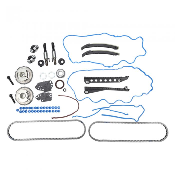 VekAuto Fordに対応 F150 F250 F350 2005-2010用1セットタイミングチェーンキット、長持ちするシールメタルブルー、ブラックカバーガスケットテンショナースプロケット|ソウテン