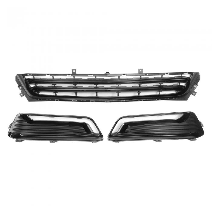 X AUTOHAUX No23455348 シボレーに対応インパラ14-20用フロントロアフードバンパーグリルフォグライトグリルカバー フロントロアバンパーキドニーグリル ブラック 1セット｜ソウテン