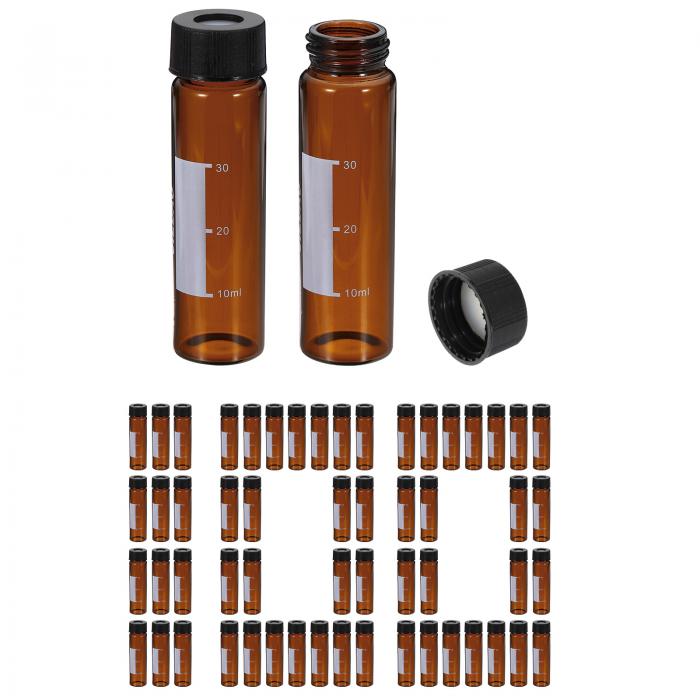 PATIKIL 40ml オートサンプラーバイアル 100個パック HPLC/GCバイアル9-425 ラボ用アンバーバイアル サンプルバイアル スクリューキャップ PTFE＆シリコンセプタ付き LCスタンパー用｜ソウテン 11,378円