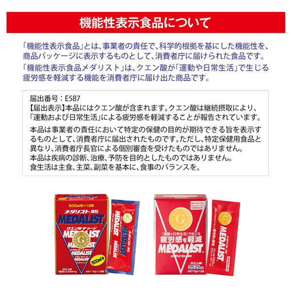 市場 MEDALIST トレイルランニング メダリスト 12袋入り 500ｍL用 マラソン トレラン 機能性表示食品メダリスト ランニング