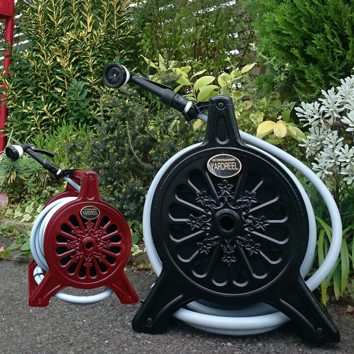 毎日の出しっぱなしおしゃれリール 新築祝いにもお勧め ボルドー ホースリール おしゃれ ガーデニング 庭 ガーデニング ブラック ボルドー ホース 送料無料 ホースリール おしゃれ 庭 ガーデニング ホースホルダー ホースハンガー 散水ホース ブラック ボルドー