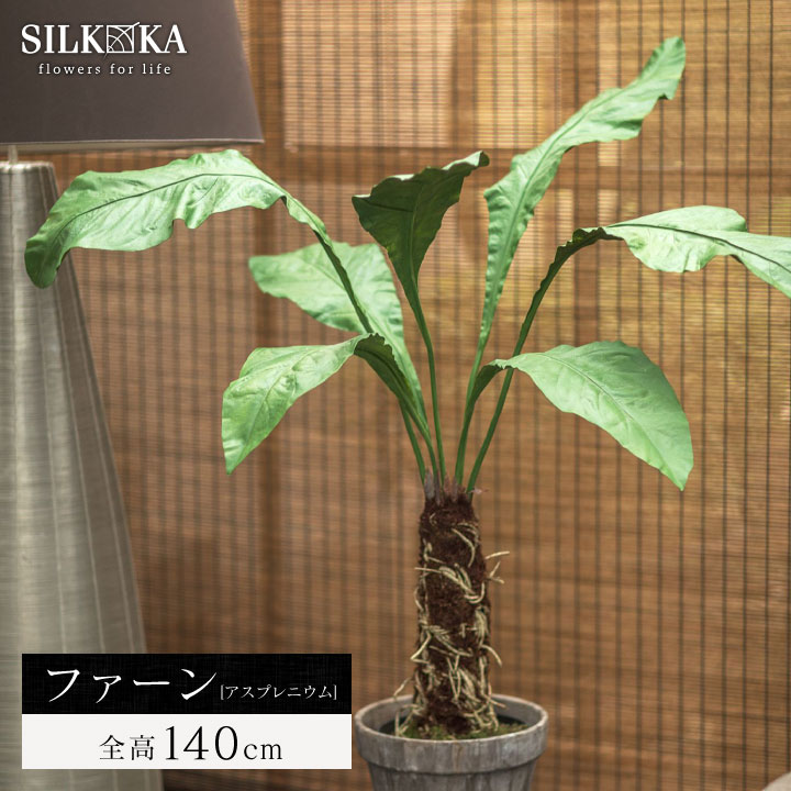 リアル フェイクグリーン 大型 「ファーン（アスプレニウム） 140cm シルカ（Silk-ka）」 人工 観葉 植物 おしゃれ 人工観葉植物 草花 インテリアグリーン 観葉植物 フェイク グリーン リビング インテリア 室内 木 大型観葉植物 人工植物 大きい オフィス オオタニワタリ