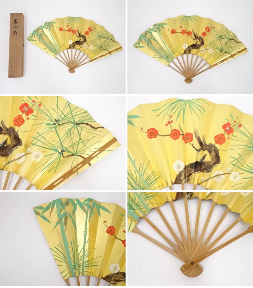 十松屋福井謹製春の扇 共箱 中古香合 道帯 振袖宗sou お茶道具 着物 宗sou 茶道具 茶道 着物