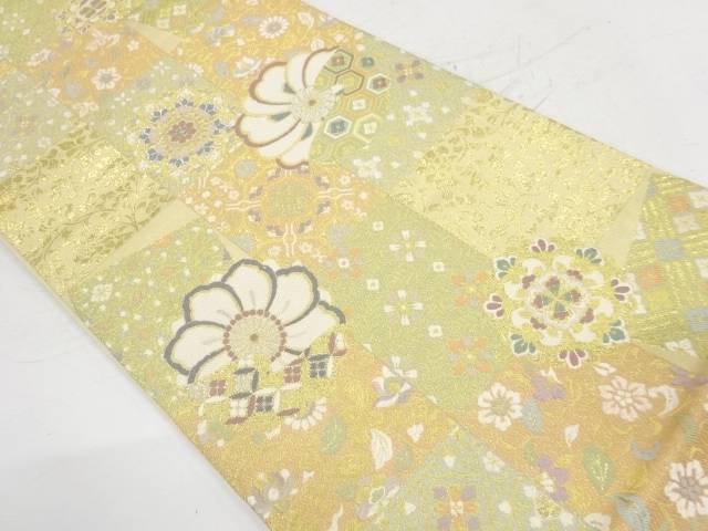 超歓迎 変わり市松に花唐草模様織出し袋帯 リサイクル 中古 着 宗sou 高い素材 Elcielogirasoria Com