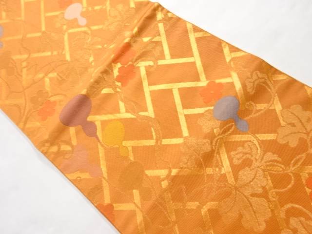 楽天市場 檜垣柄に糸瓜 花唐草模様織り出し全通袋帯 リサイクル 中古 着 宗sou お茶道具 着物 宗 Sou