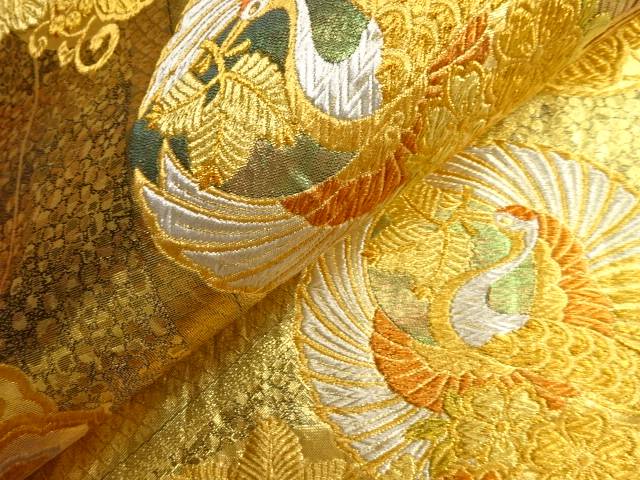 定番 本物保証松喰い鶴 花模様織り出し袋帯 リサイクル 着 宗sou お茶道具 着物 宗 Sou