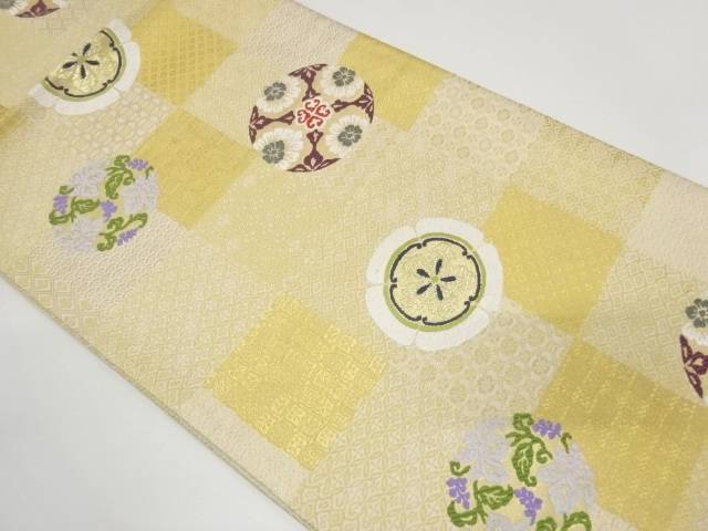 メーカー包装済 紫皇彩市松に古典柄 花丸文様織出し袋帯 リサイクル 着 宗sou 即納最大半額 Www Fundasamin Org Ar