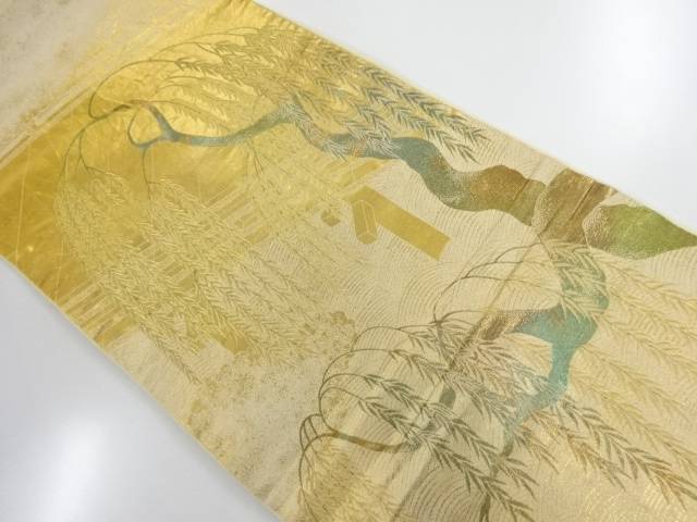 大流行中 橋に枝垂れ柳模様織出し袋帯 リサイクル 着 宗sou 人気第6位 Robisz To