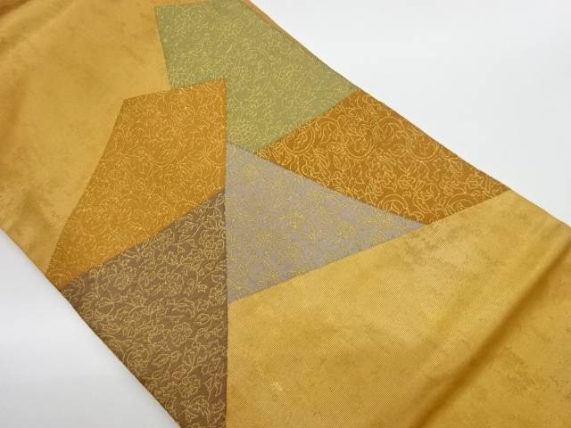 切り嵌め風笹蔓緞子に花唐草模様織出し名古屋帯【リサイクル】【中古】【着】 宗sou(prc)