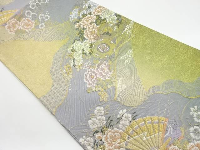 帯 当社の 宗sou 花々に鼓 扇模様織出し袋帯 リサイクル 中古 着 Coloradomaternalmentalhealth Org