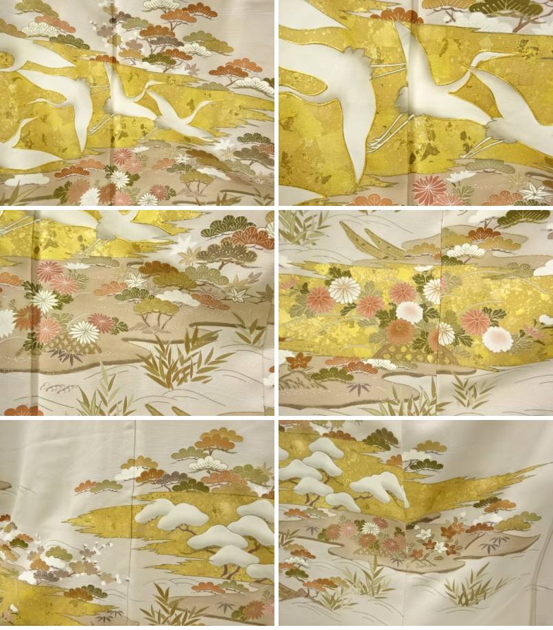 金彩集団鶴に松竹梅模様刺繍三つ紋ラヴァー留袖 比翼仕合せ 再利用 中古 到着 宗sou Arcprimarycare Co Uk