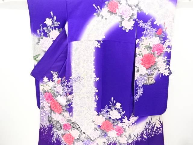 花車に薔薇百合拵え振袖 アンティーク 中古 来着 宗sou 茶道具 茶道 着物 Cedarvalleywoodworkers Com