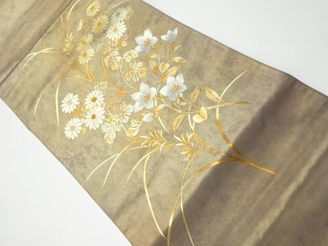 相良刺繍u3000金彩u3000桔梗 秋草の花飾り付け袋帯 リサイクル 中古 到達 宗sou Powerplusnsw Com Au