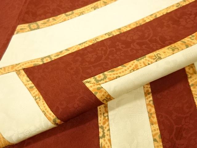 切嵌笹蔓緞子 花唐草模様織出し袋帯 リサイクル 中古 着 宗sou septicin Com
