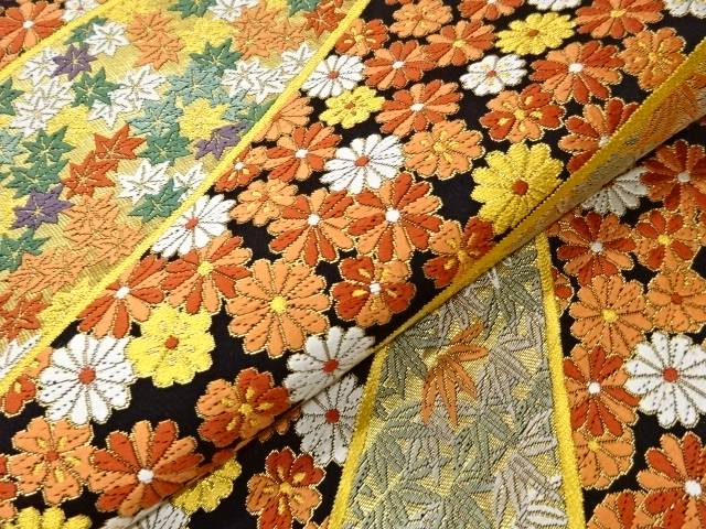 菊に紅葉 笹模様織出し袋帯 リサイクル 中古 着 宗sou septicin Com