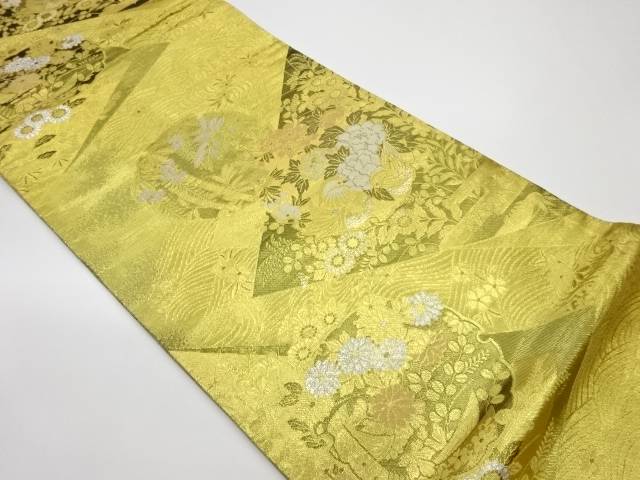 雪輪に鴛鴦 開花期々オーナメント織り方出し袋帯 再利用 中古 来着 宗sou Upntabasco Edu Mx