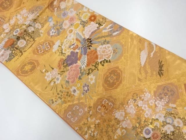 鳳凰に名取草 長月花絵柄機物出し袋帯 リサイクル 中古 参着 宗sou Residenza Latorre Com