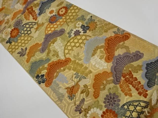 唐織鶴に松 花 藤模様織出し袋帯 リサイクル 中古 着 宗sou Bullpadel Cl