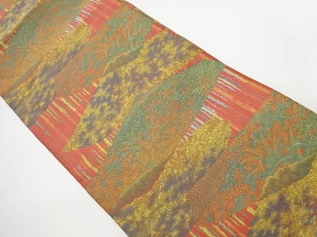 萬葉製　草花模様織出し名古屋帯【リサイクル】【中古】【着】 宗sou(prc)