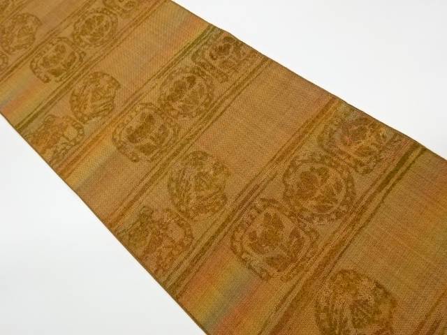 横段に抽象草花模様織出し名古屋帯【リサイクル】【中古】【着】 宗sou(prc)