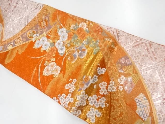 鴛鴦に紅葉模様織出し袋帯 宗sou 美品 ミキモト パール 7.4mm K14WG ネックレス 真珠 ジュエリー アクセサリー 0151MIKIMOTO レディース