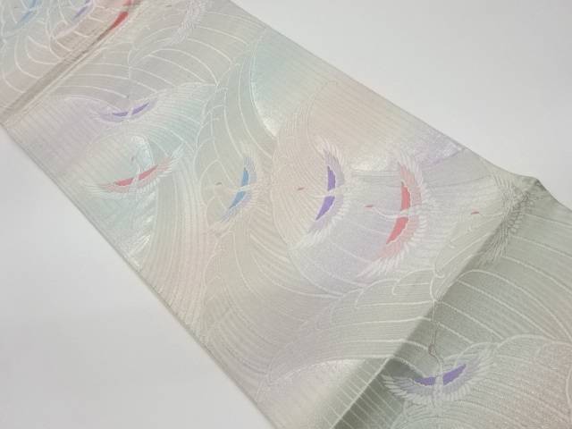 荒波に群鶴模様織出し袋帯【リサイクル】【中古】【着】 宗sou(prc)