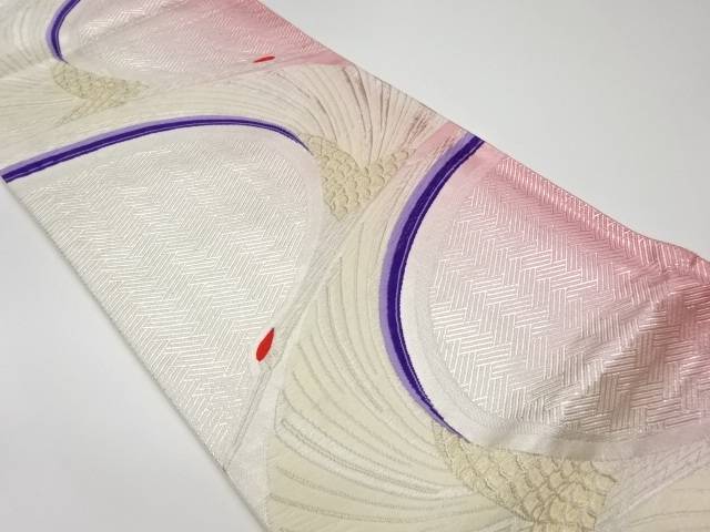 抽象鶴模様織出し袋帯【リサイクル】【中古】【着】 宗sou(prc)