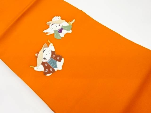 塩瀬手描き童子模様名古屋帯【リサイクル】【中古】【着】 宗sou(prc)