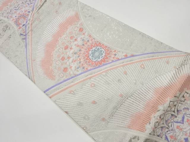 華紋に孔雀羽・花唐草模様織出し袋帯【リサイクル】【中古】【着】 宗sou(prc)