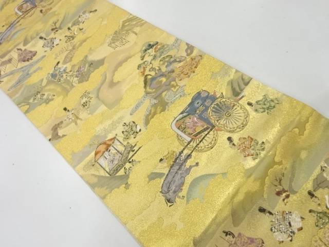 御所車に時代人物・風景模様織出し袋帯【リサイクル】【中古】【着】 宗sou(prc)