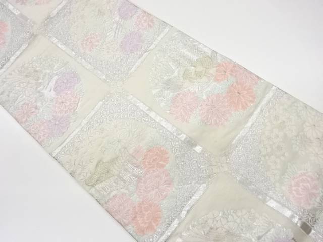 格天井に花々・御所車・鳥模様織出し袋帯【リサイクル】【中古】【着】 宗sou(prc)