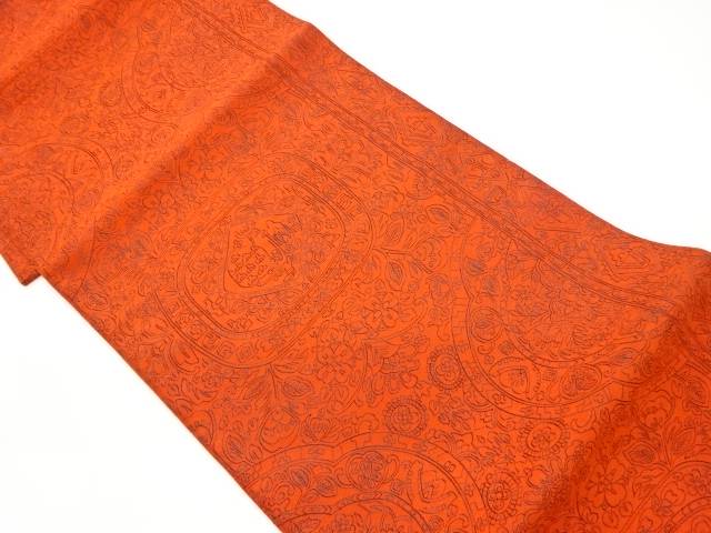 華文に花鳥模様織出し全通袋帯【リサイクル】【中古】【着】 宗sou(prc)