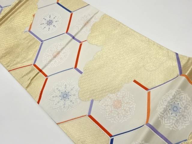 亀甲に華文・雲模様織出し袋帯【リサイクル】【中古】【着】 宗sou(prc)