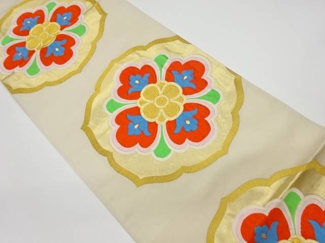華紋模様織出し袋帯【リサイクル】【中古】【着】 宗sou(prc)